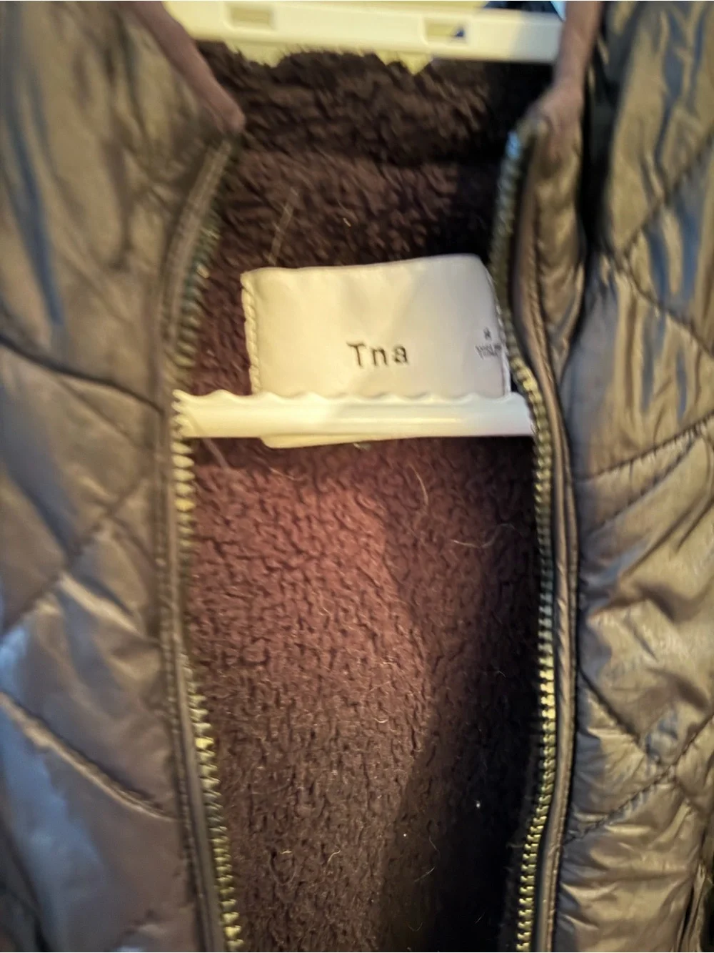 TNA Black Quilted Jacket with Sherpa Lining - Picture 4 of 4